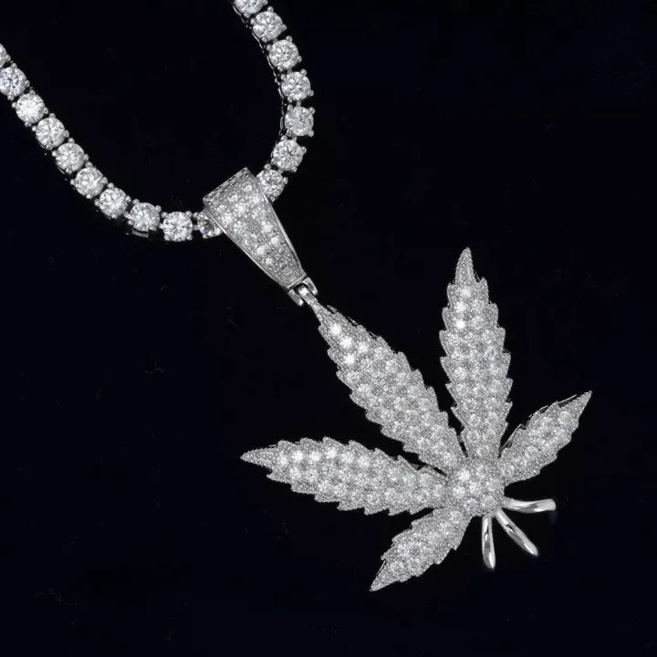 MOISSANITE MARIJUANA PENDANT