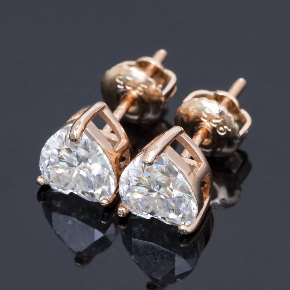 4MM-10MM MOISSANITE HEART CUT STUD EARRINGS