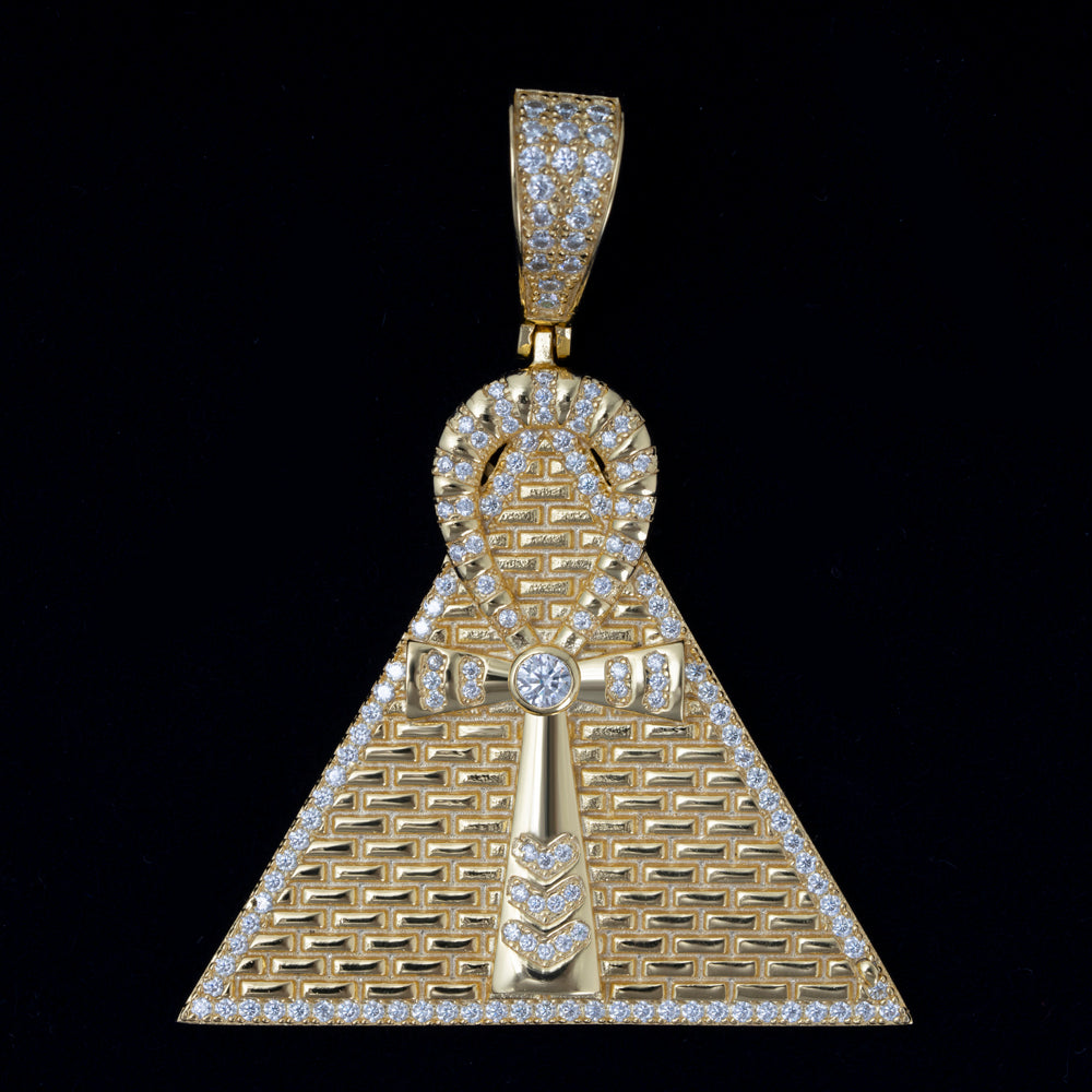 MOISSANITE ANKH PYRAMID PENDANT