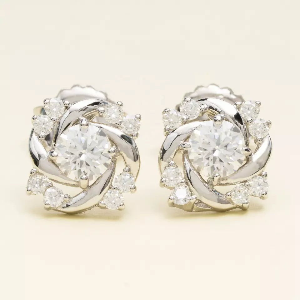 8MM MOISSANITE FLOWER SWIRL EARRINGS