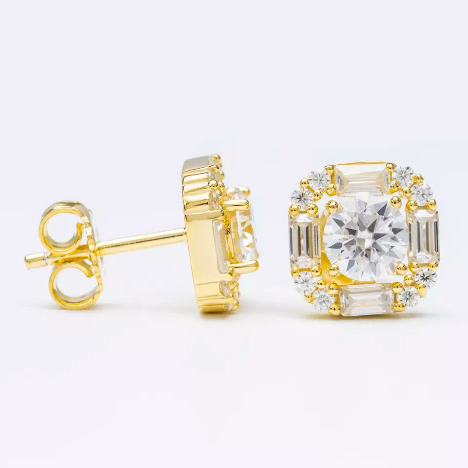 8MM MOISSANITE BAGUETTE SQUARE EARRINGS