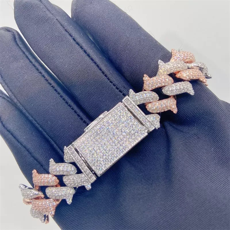 16MM MOISSANITE SPIKED CUBAN LINK BRACELET