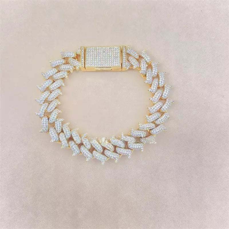 16MM MOISSANITE SPIKED CUBAN LINK BRACELET