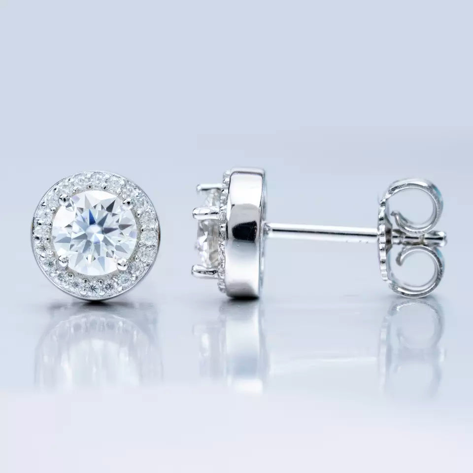 9MM-11MM MOISSANITE ROUND EARRINGS