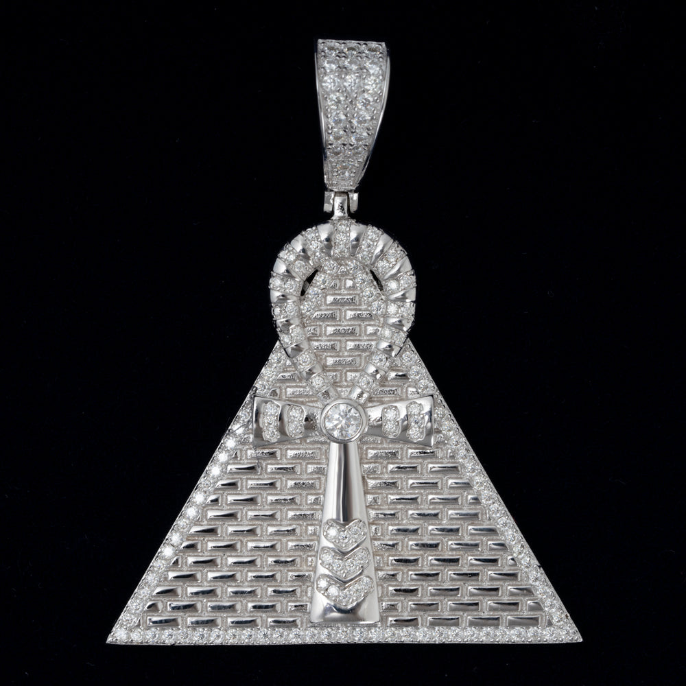 MOISSANITE ANKH PYRAMID PENDANT