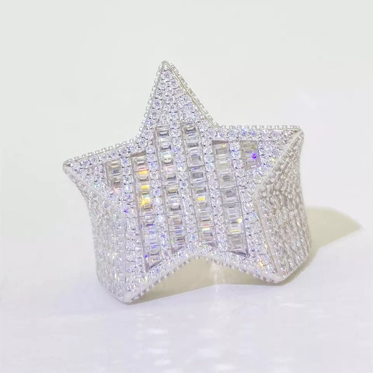 MOISSANITE BAGUETTE STAR RING