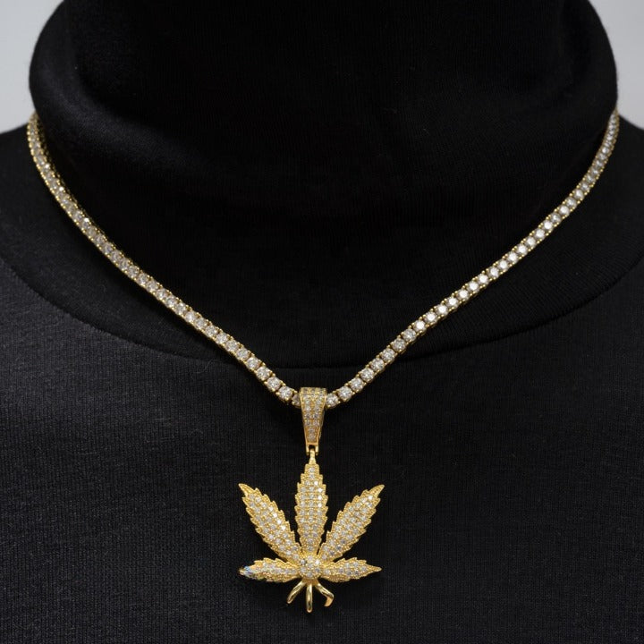 MOISSANITE MARIJUANA PENDANT