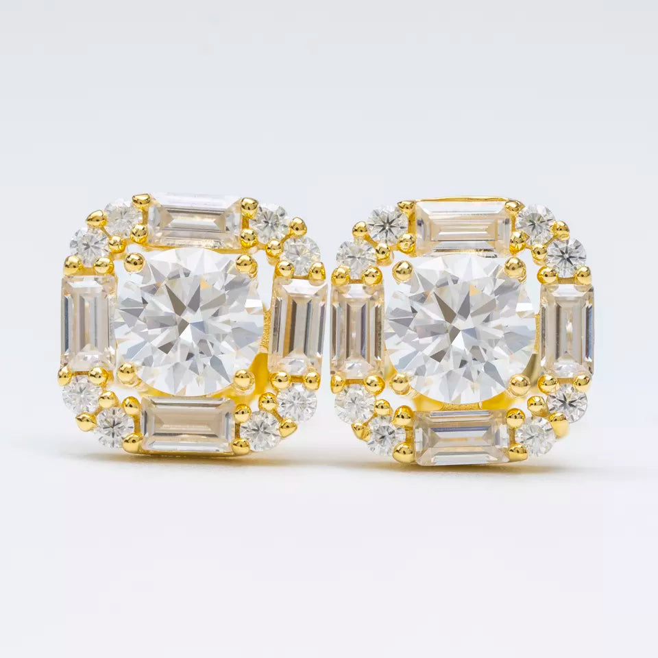 8MM MOISSANITE BAGUETTE SQUARE EARRINGS