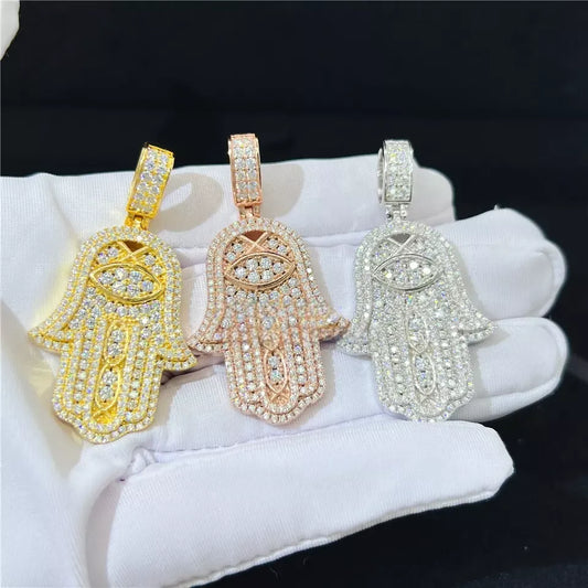 MOISSANITE HAMSA EYE PENDANT