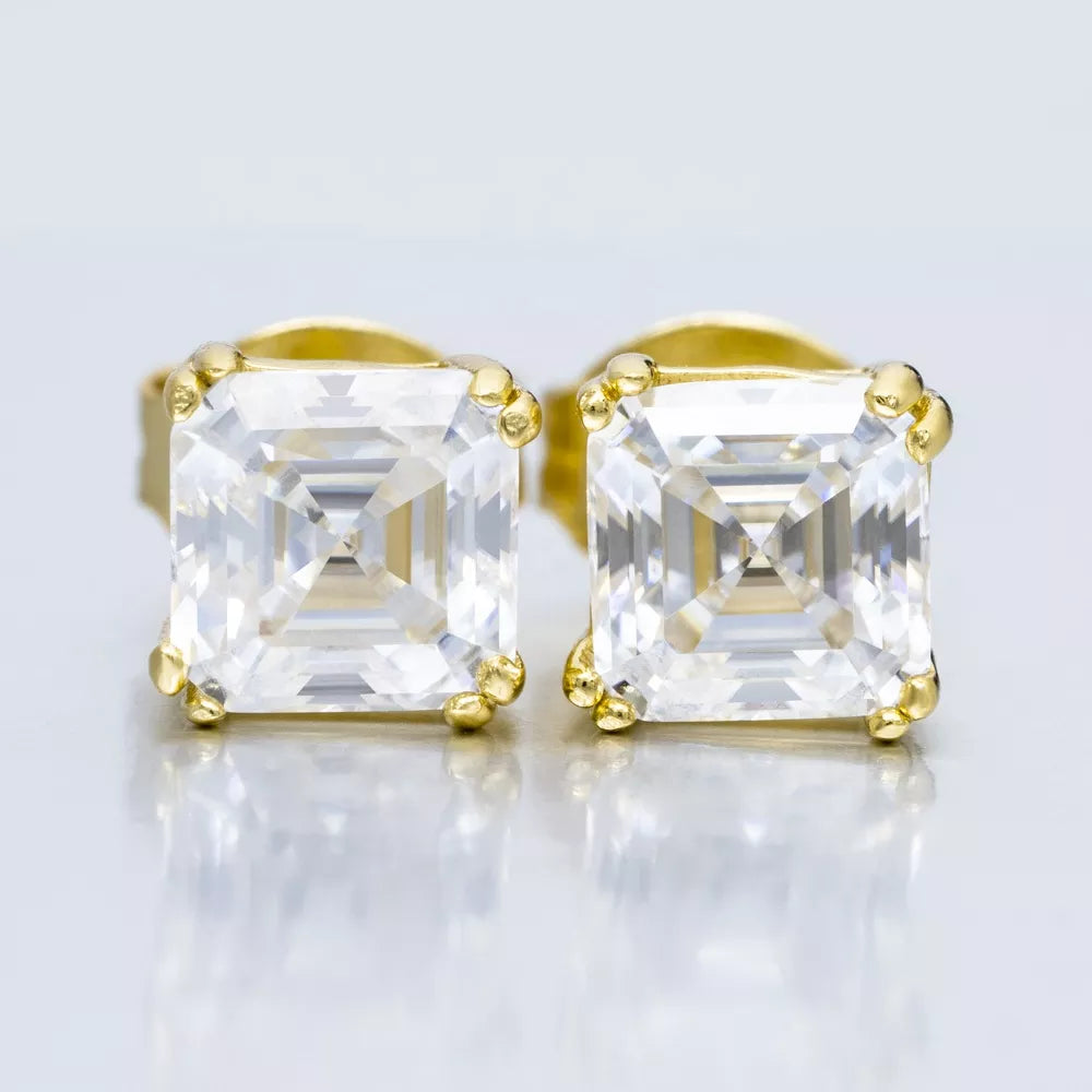 4MM-9MM MOISSANITE ASSCHER CUT STUD EARRINGS