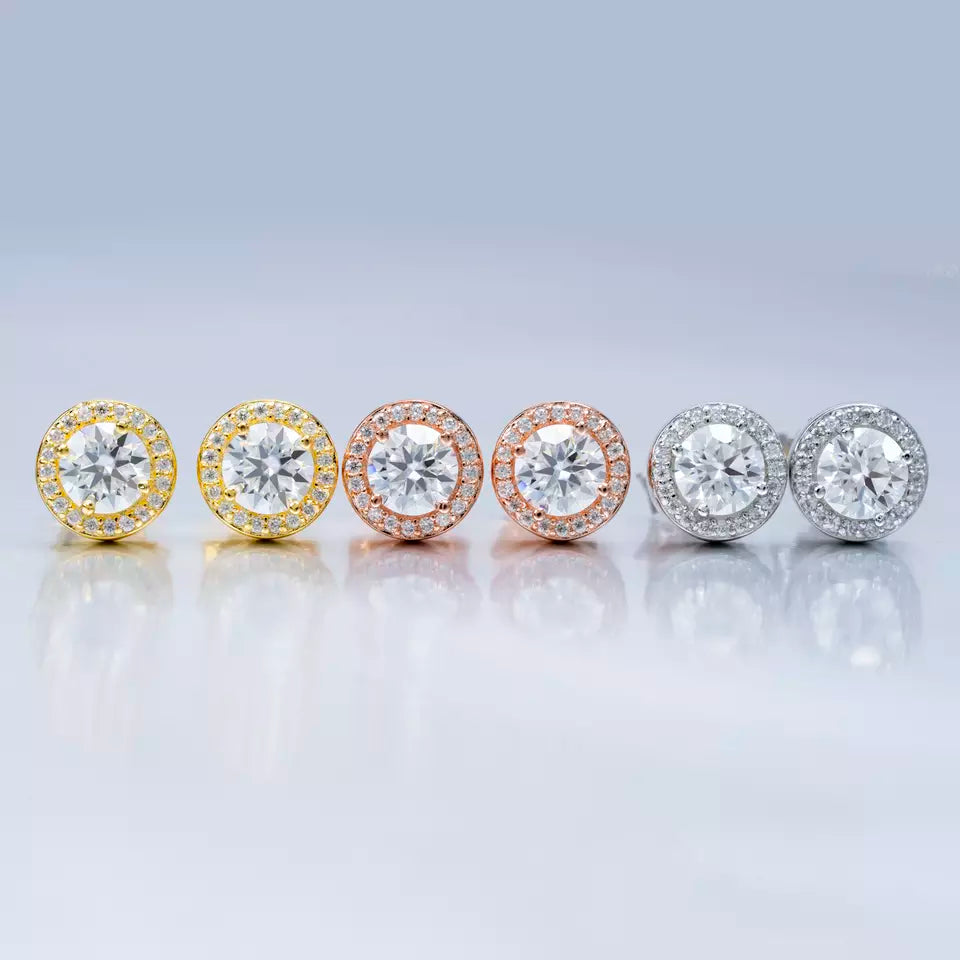 9MM-11MM MOISSANITE ROUND EARRINGS