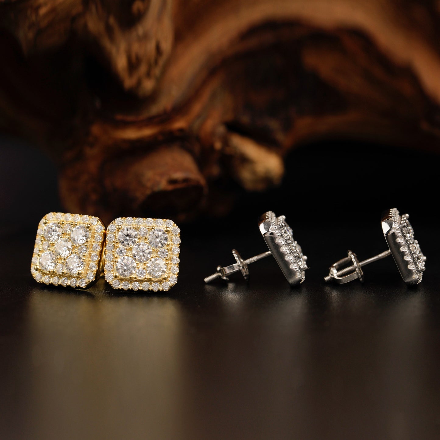 11MM MOISSANITE SQUARE EARRINGS