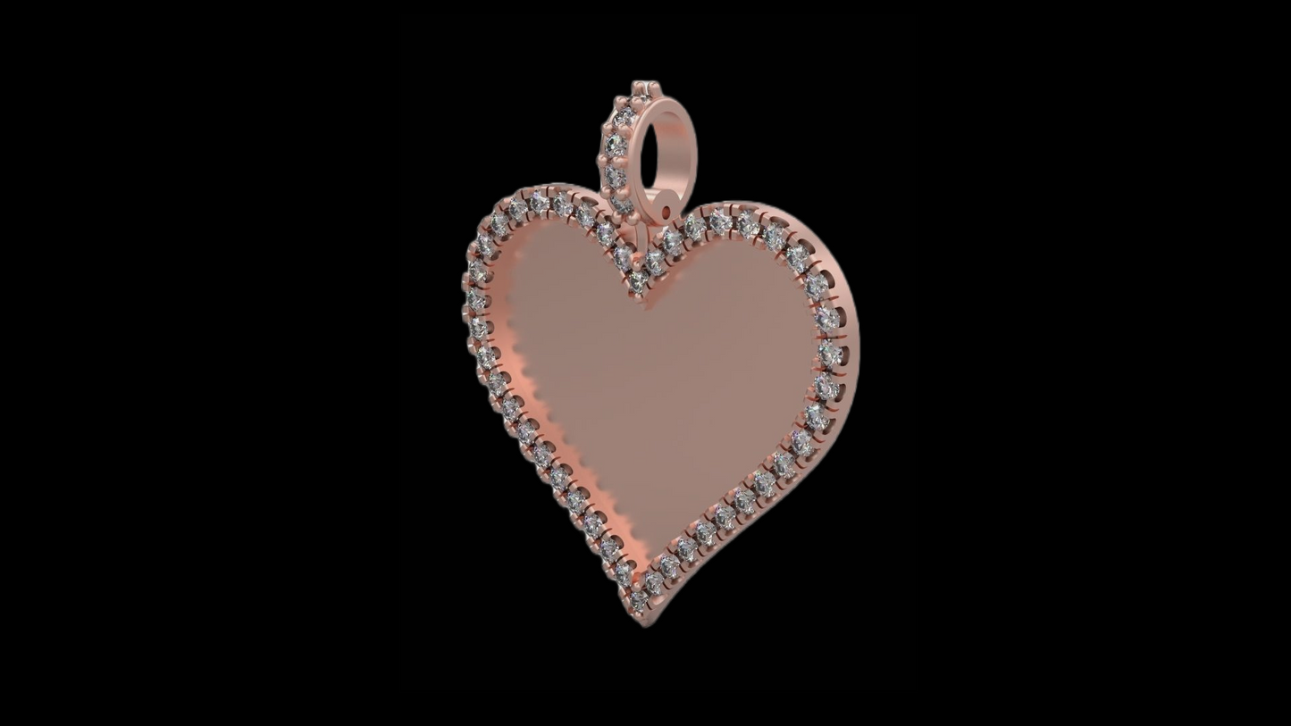 1" DIAMOND HEART PHOTO PENDANT