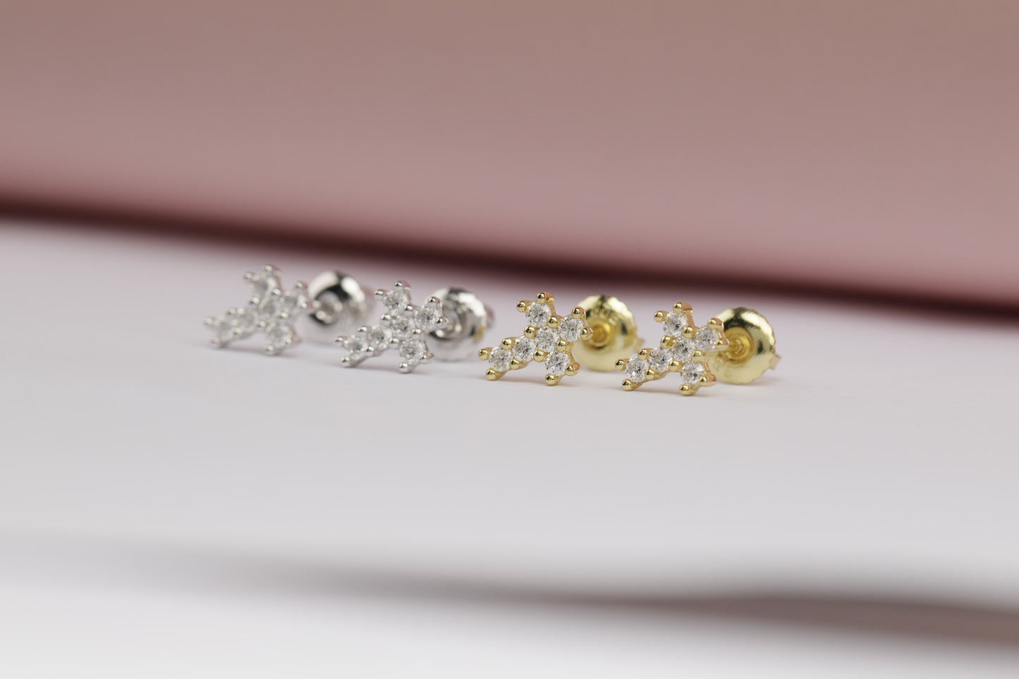 8MM MOISSANITE CROSS EARRINGS