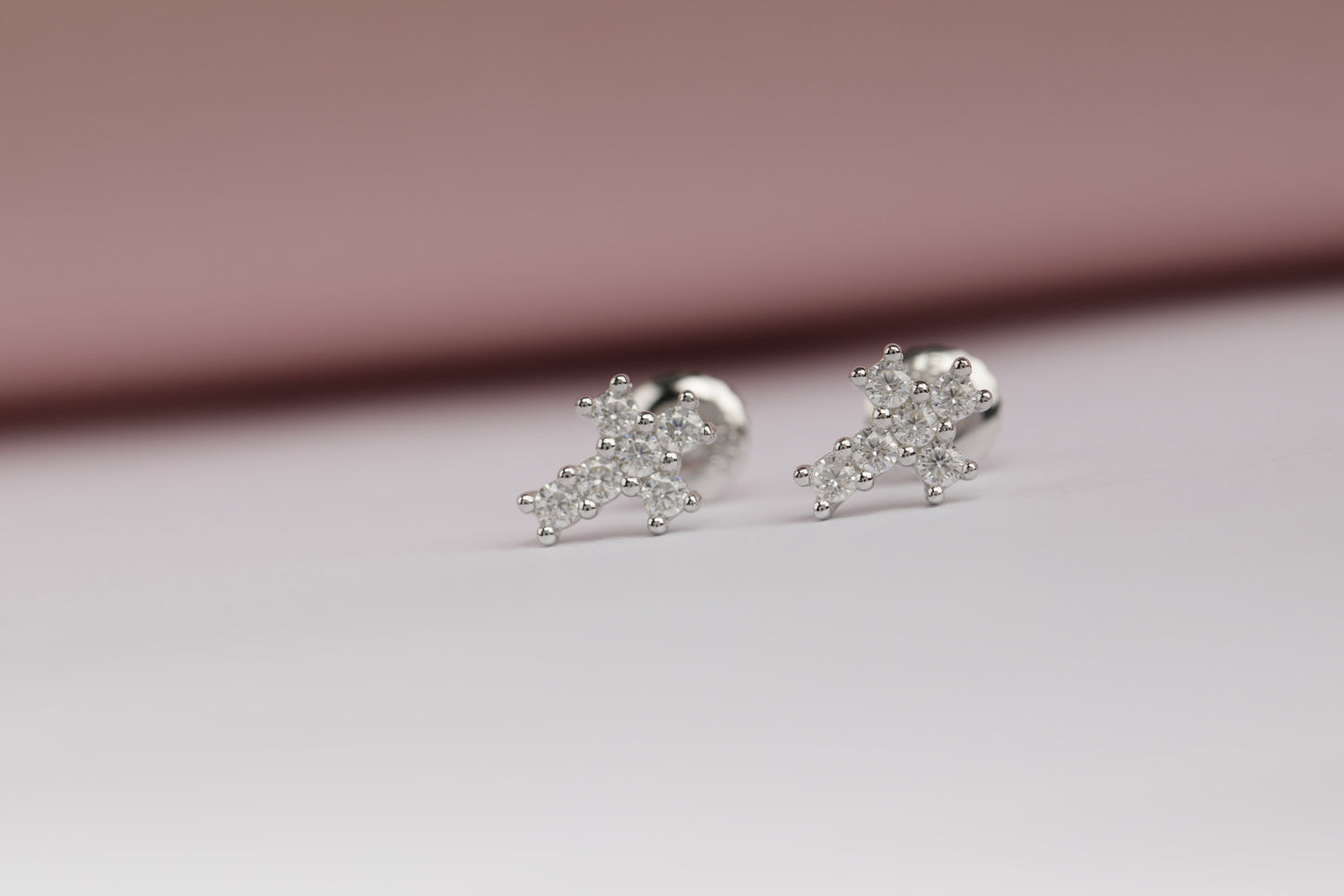 8MM MOISSANITE CROSS EARRINGS