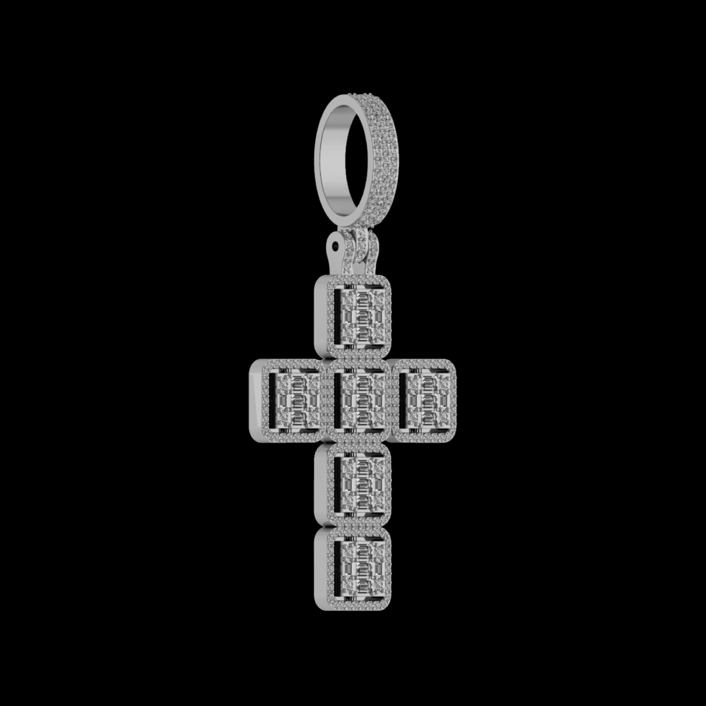 BAGUETTE DIAMOND CROSS PENDANT