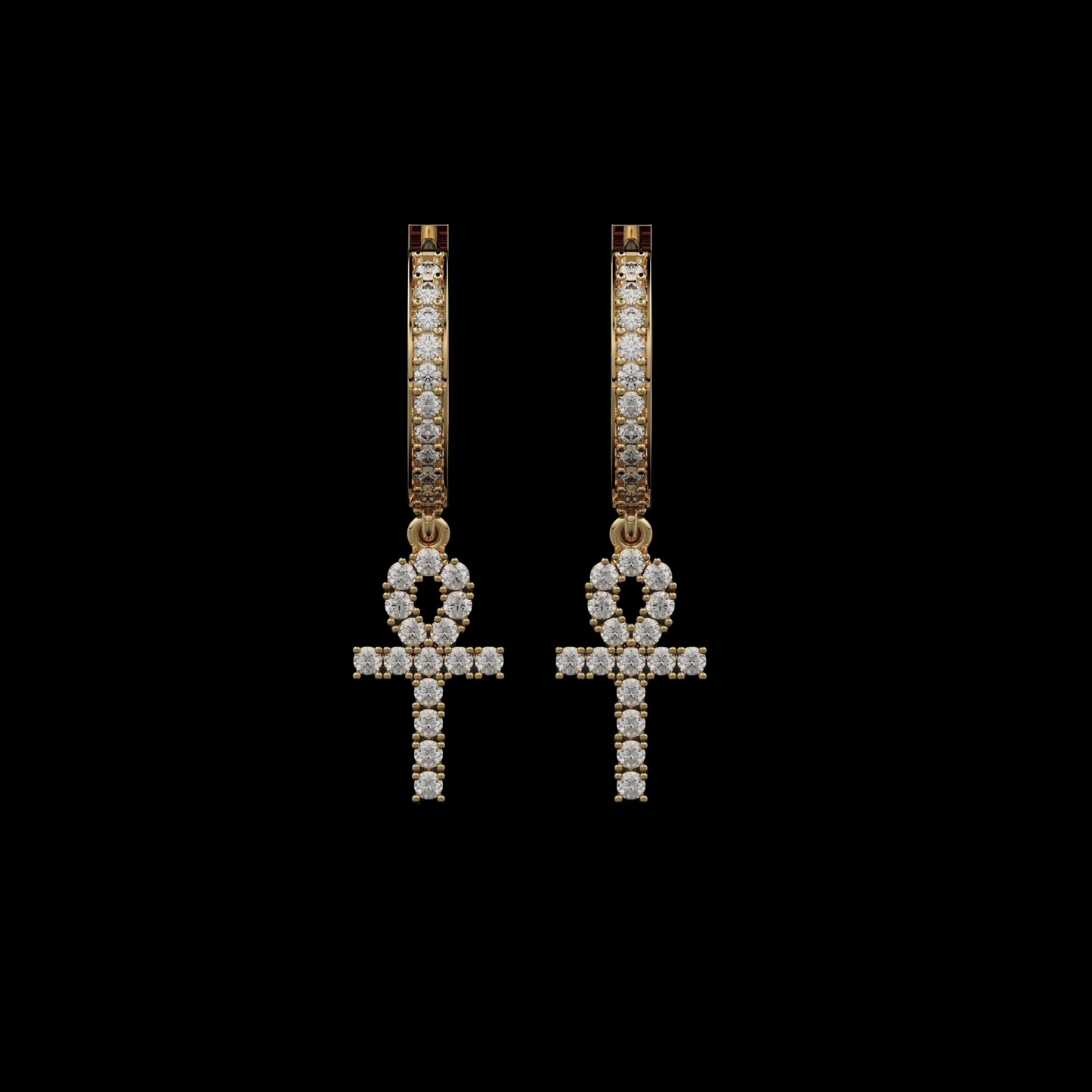 DIAMOND ANKH EARRINGS