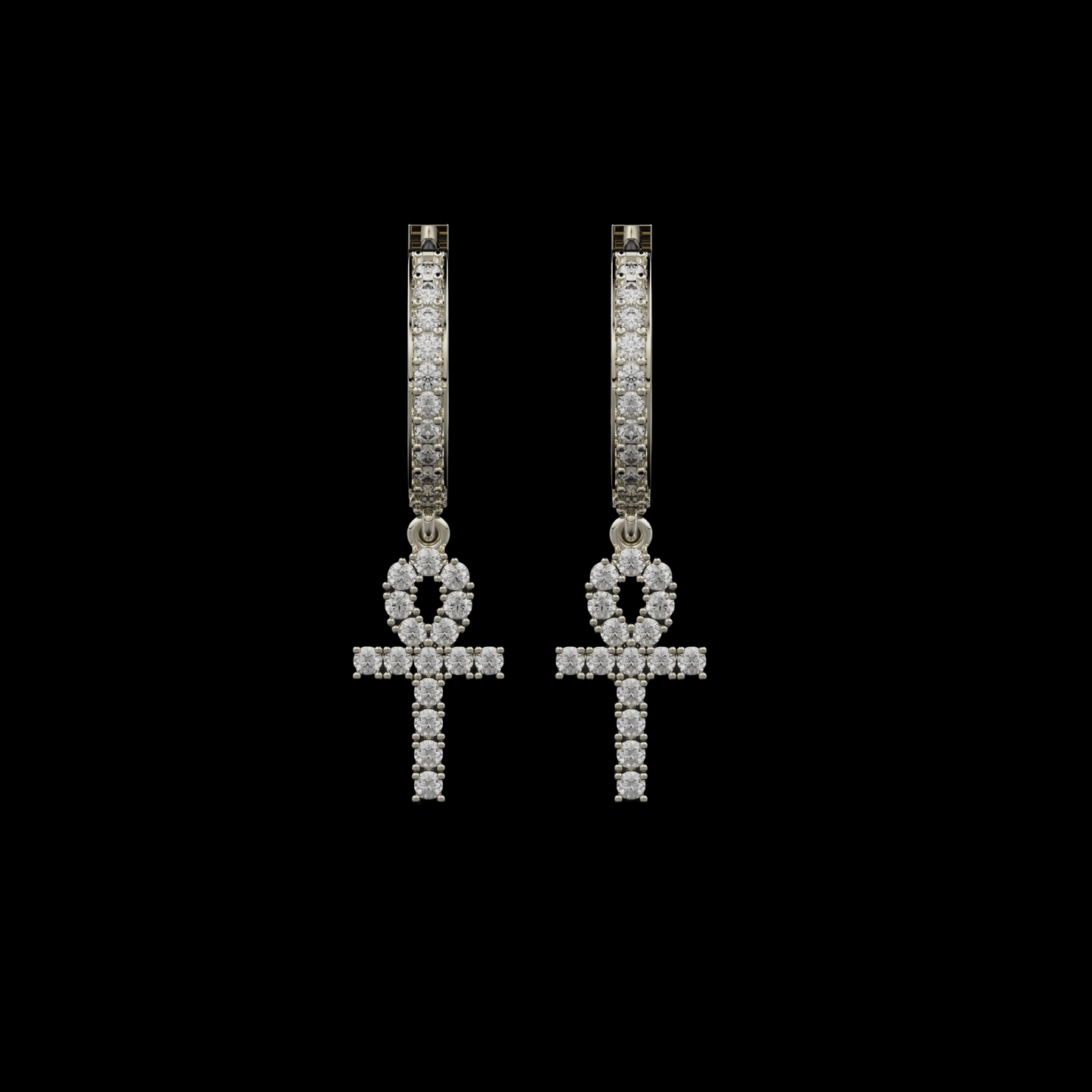 DIAMOND ANKH EARRINGS