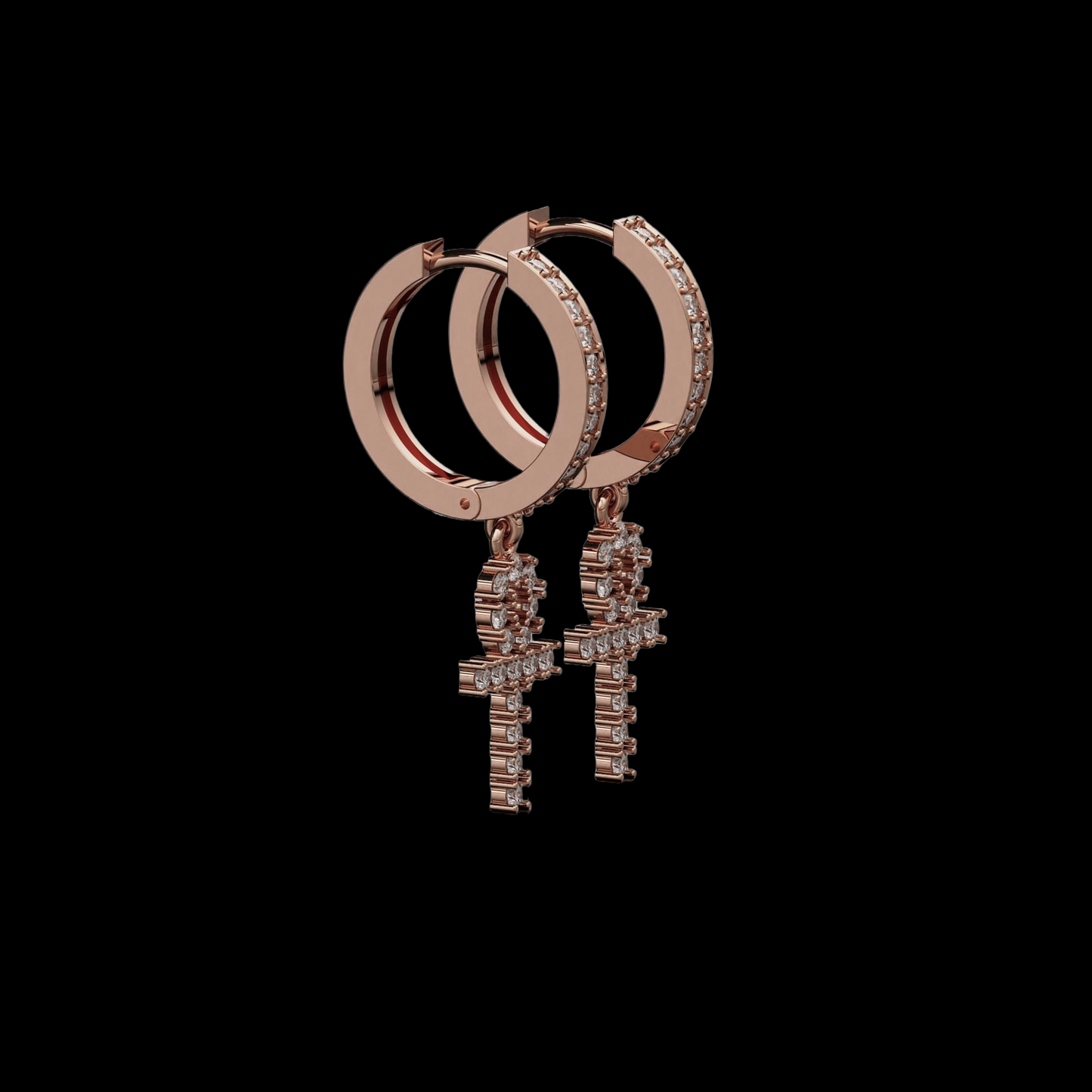 DIAMOND ANKH EARRINGS