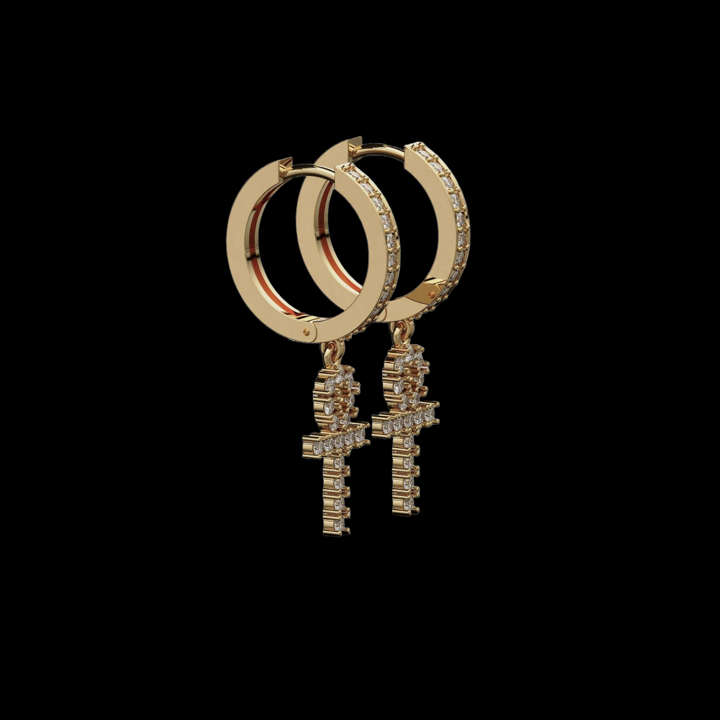 DIAMOND ANKH EARRINGS