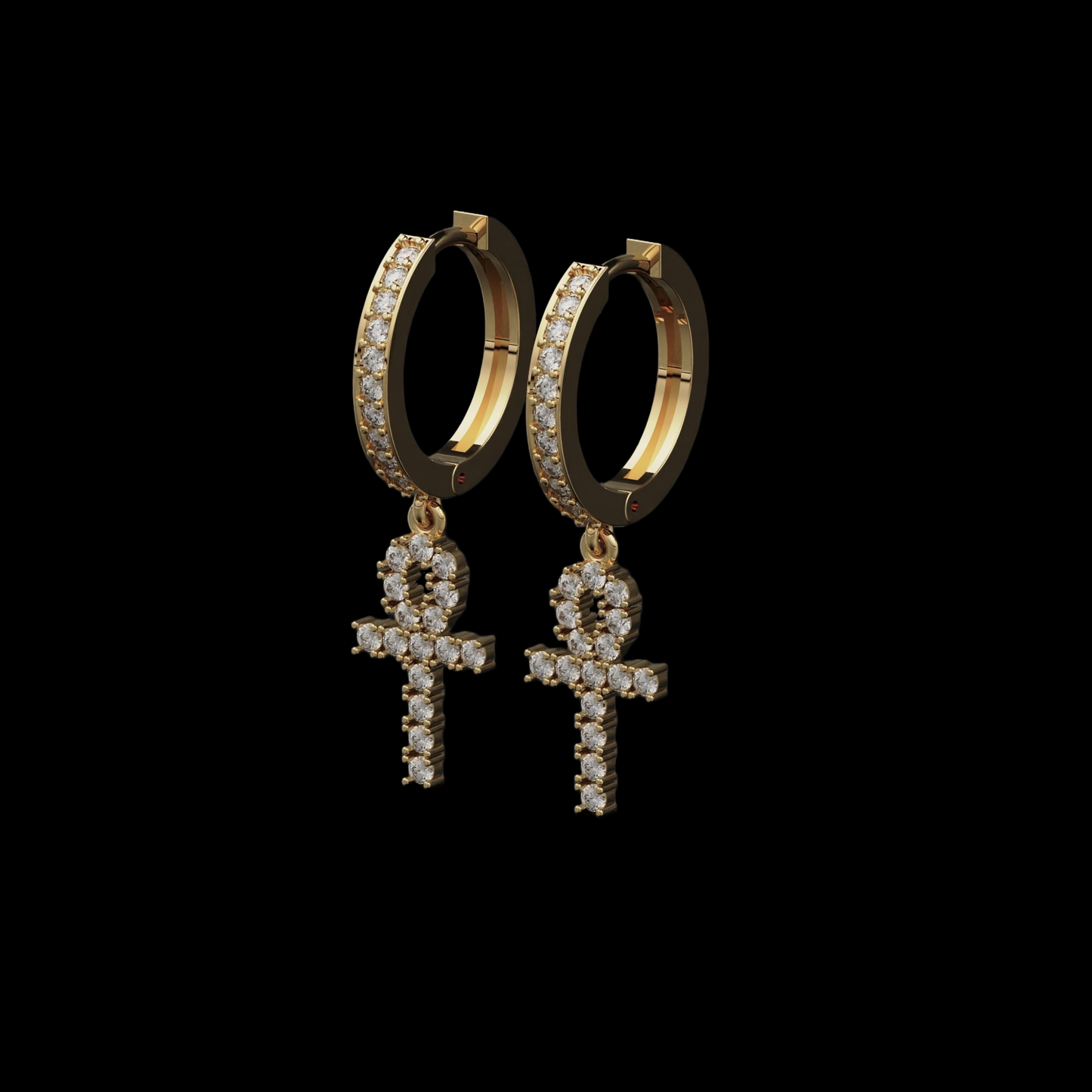 DIAMOND ANKH EARRINGS