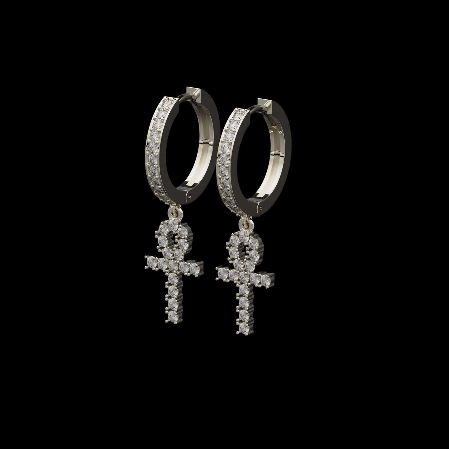 DIAMOND ANKH EARRINGS