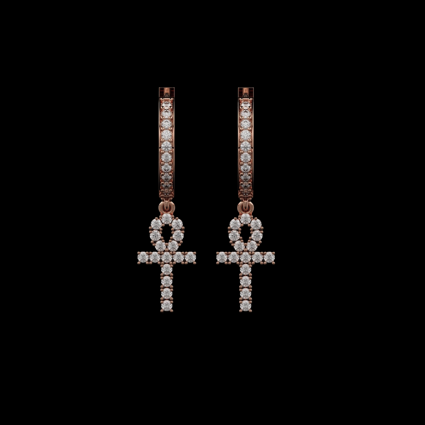 DIAMOND ANKH EARRINGS