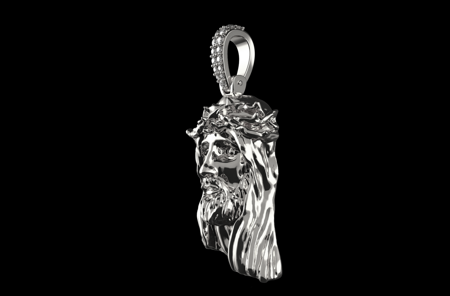 DIAMOND JESUS HEAD PENDANT