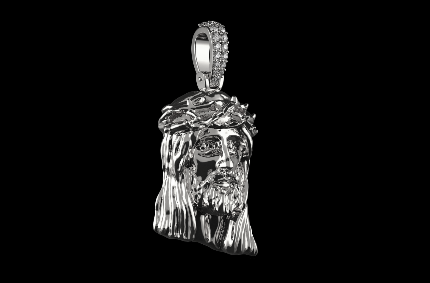 DIAMOND JESUS HEAD PENDANT