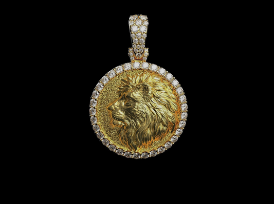 27MM DIAMOND LION HEAD PENDANT