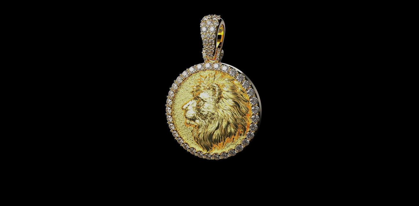 27MM DIAMOND LION HEAD PENDANT