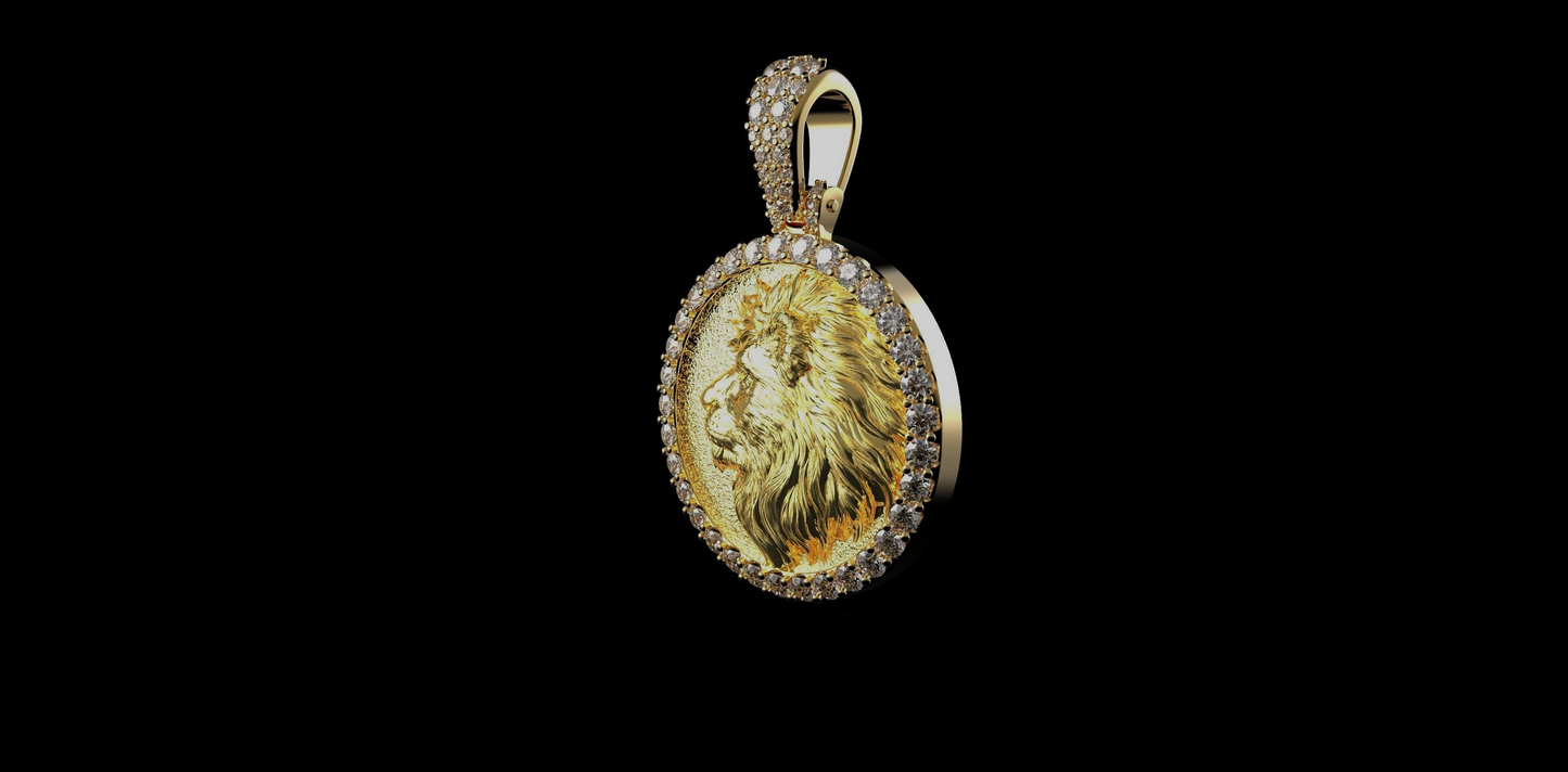 27MM DIAMOND LION HEAD PENDANT