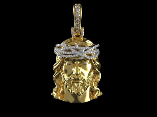 DIAMOND JESUS HEAD PENDANT