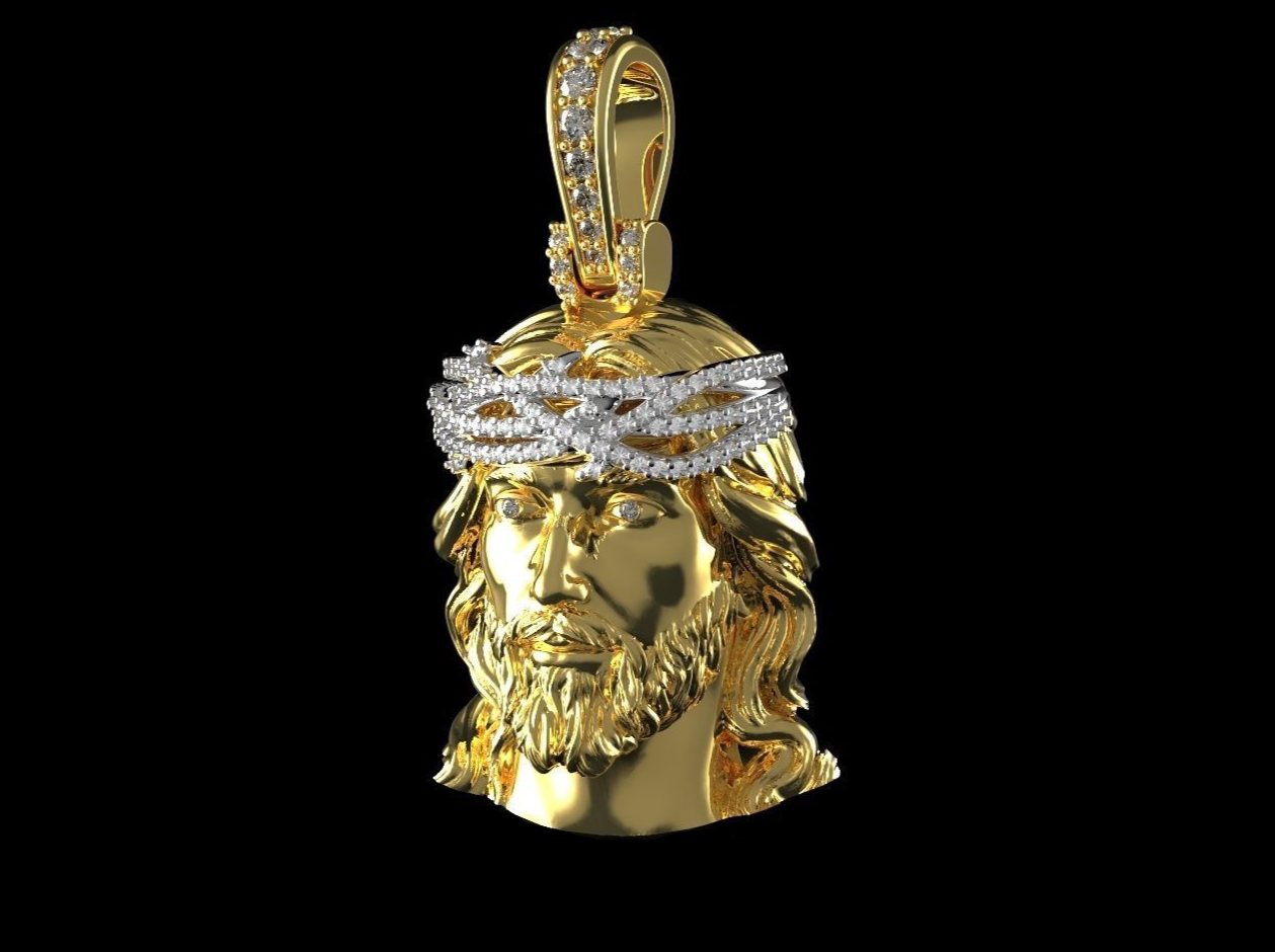 DIAMOND JESUS HEAD PENDANT