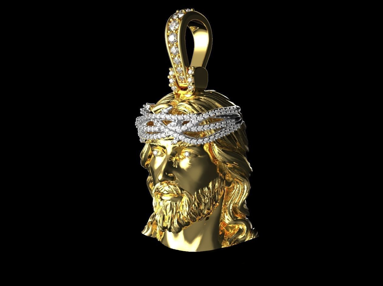 DIAMOND JESUS HEAD PENDANT