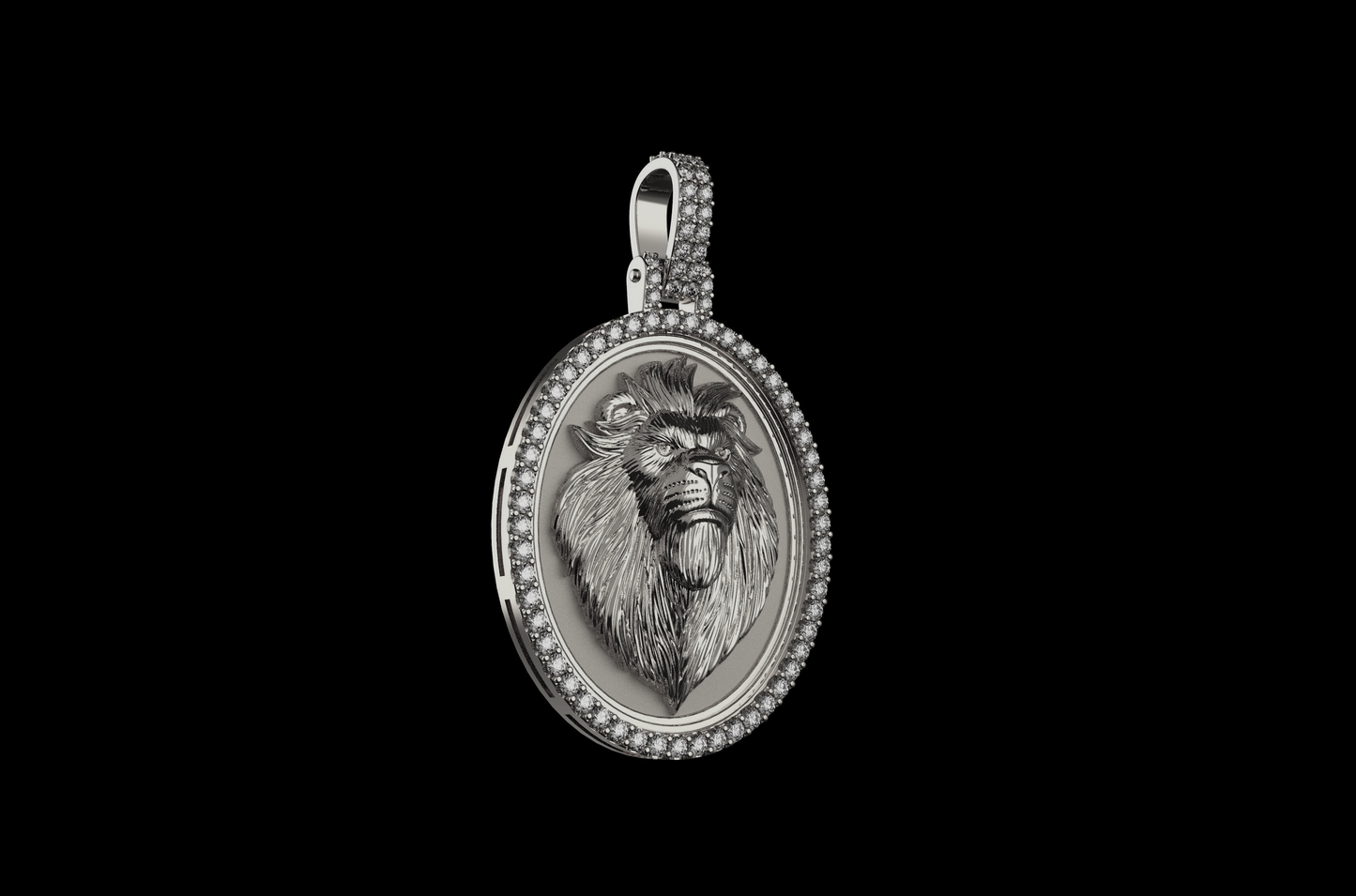 DIAMOND LION HEAD PENDANT