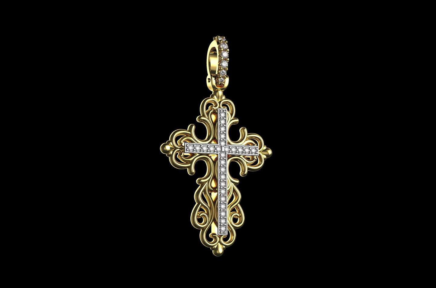 DIAMOND ROYAL CROSS PENDANT