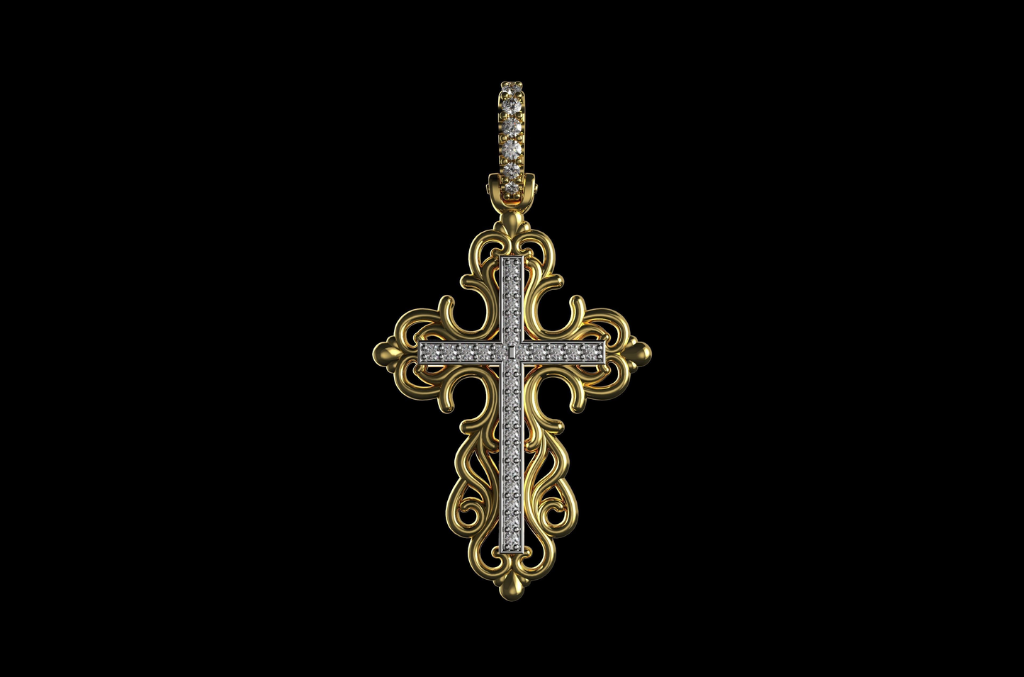 DIAMOND ROYAL CROSS PENDANT