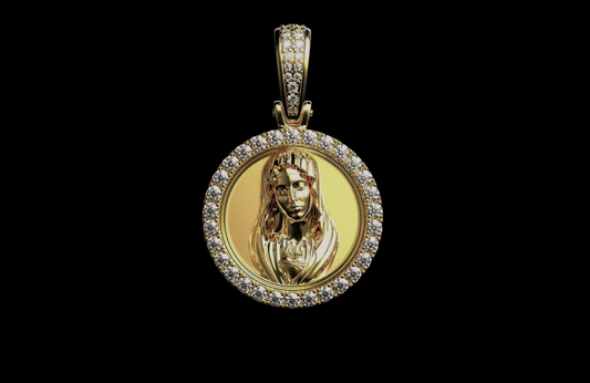 20MM DIAMOND VIRGIN MARY PENDANT