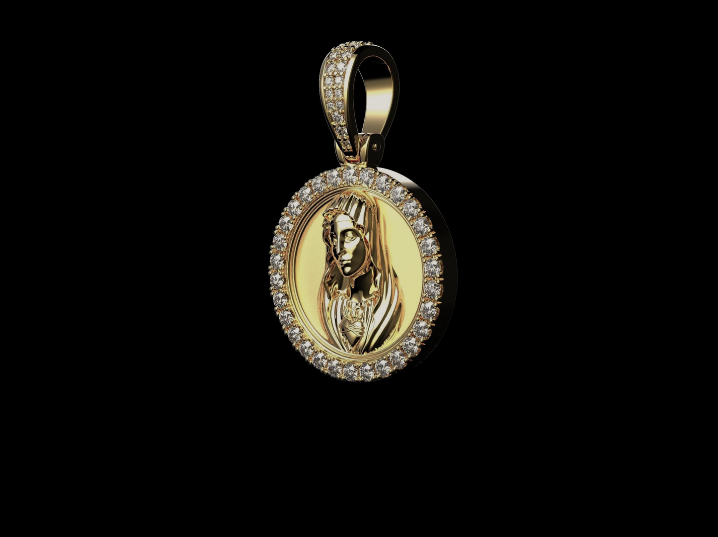 20MM DIAMOND VIRGIN MARY PENDANT