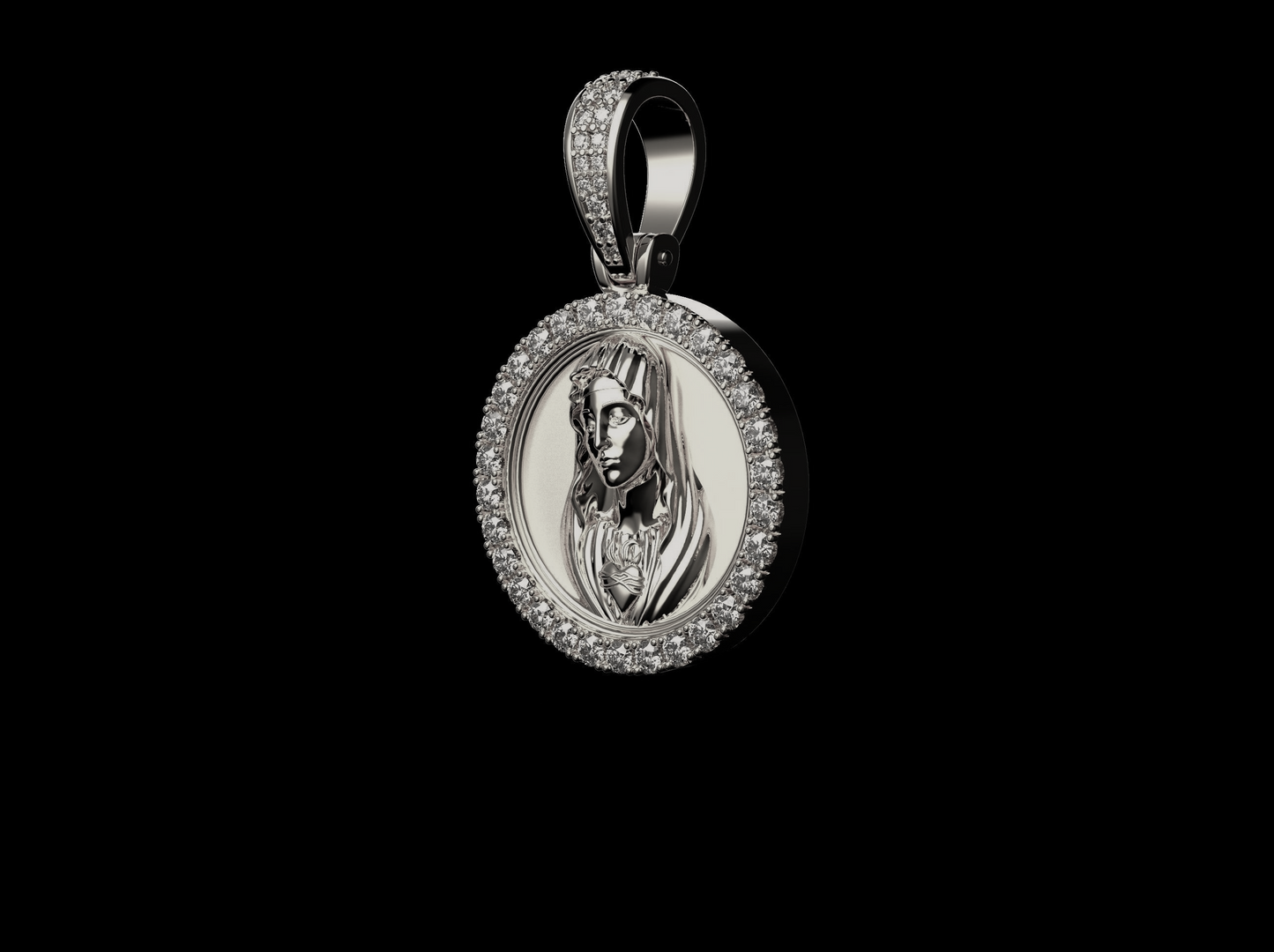 20MM DIAMOND VIRGIN MARY PENDANT