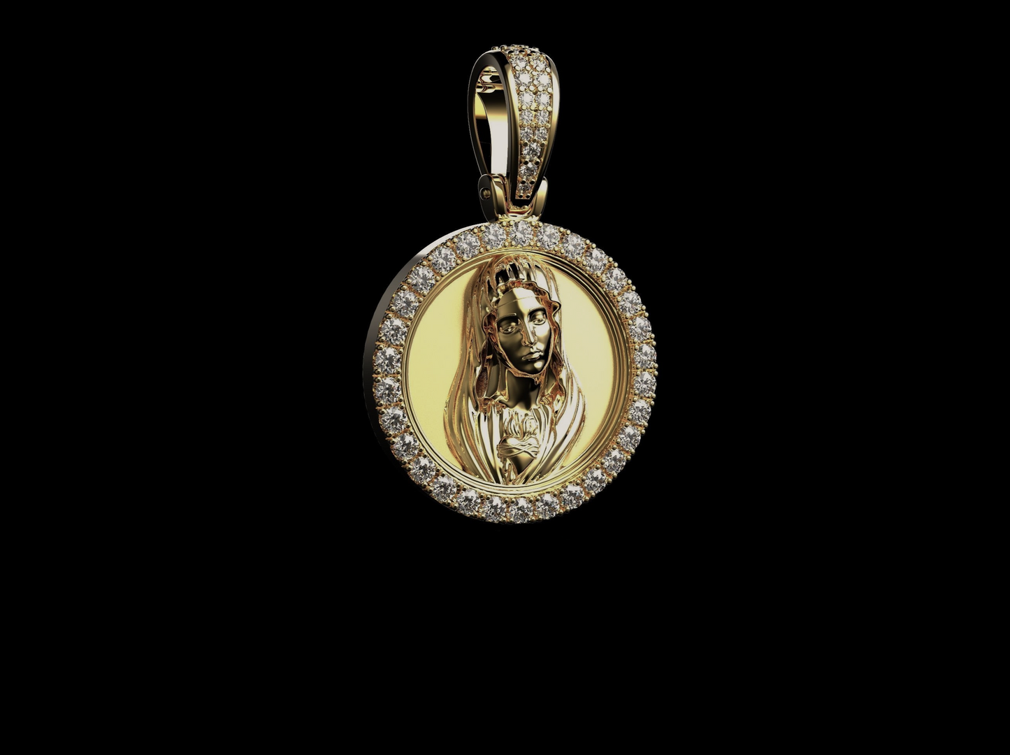 20MM DIAMOND VIRGIN MARY PENDANT