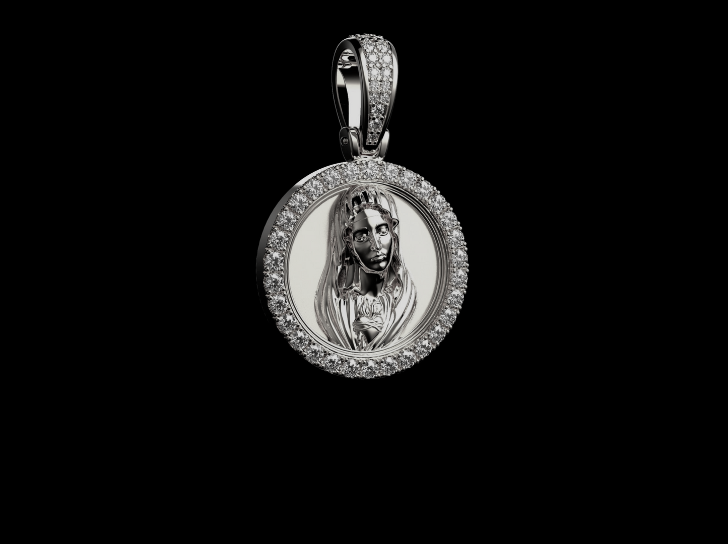 20MM DIAMOND VIRGIN MARY PENDANT