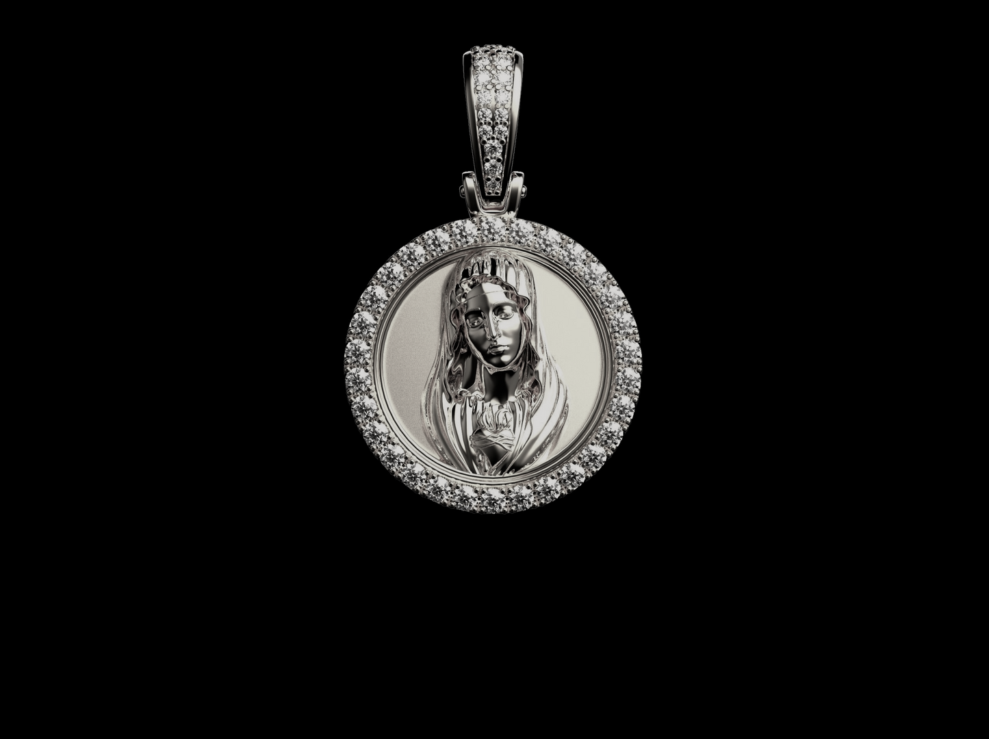 20MM DIAMOND VIRGIN MARY PENDANT