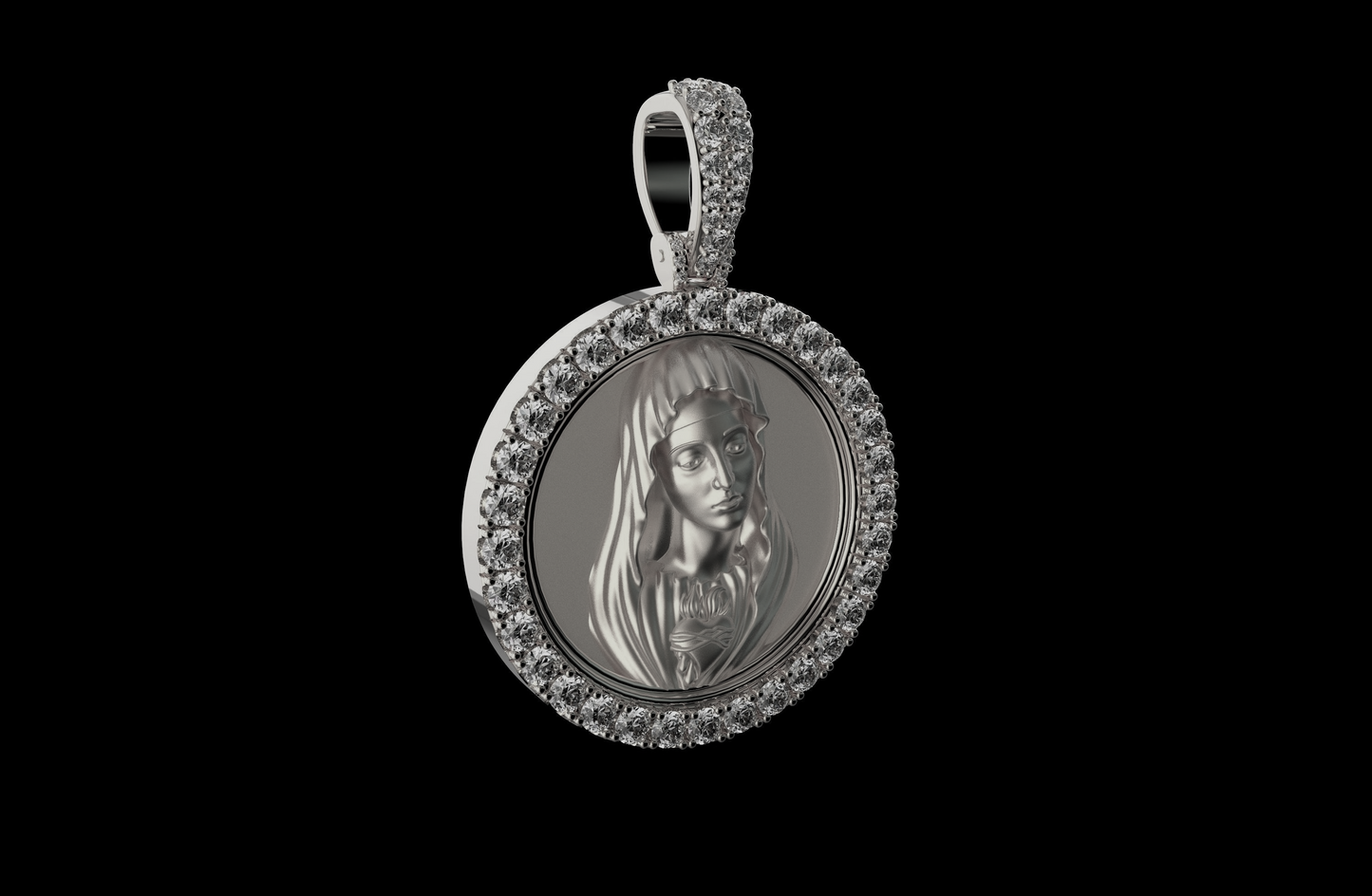 30MM DIAMOND VIRGIN MARY PENDANT