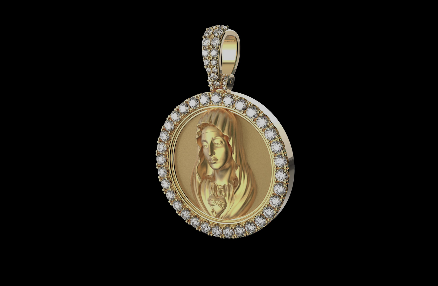 30MM DIAMOND VIRGIN MARY PENDANT