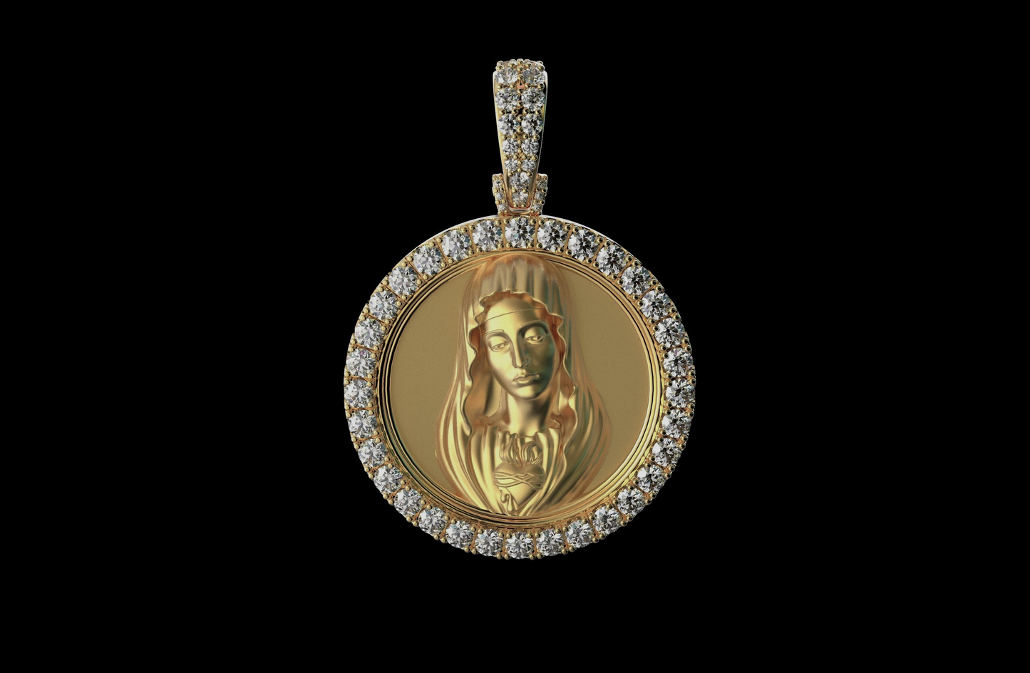 30MM DIAMOND VIRGIN MARY PENDANT